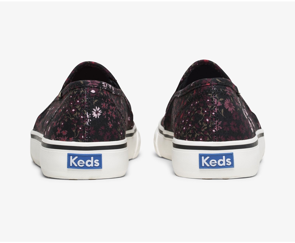 Slip Ons Keds Mujer Negros/Multicolor - Washable Double Decker Floral - 2571-OVXSI